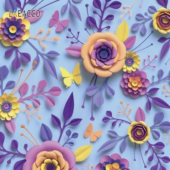 

Laeacco Paper Flower Photography Background Customized Wedding Party Decoration Photocall Photographic Backdrop for Photo Studio