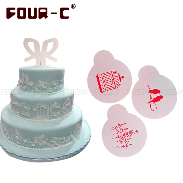 Birdcage Bird Chandelier Cake Stencil Mould Kitchen Birdcage Bird Chandelier Cake Stencil Mould Kitchen Accessories Decoration Decorating Tools