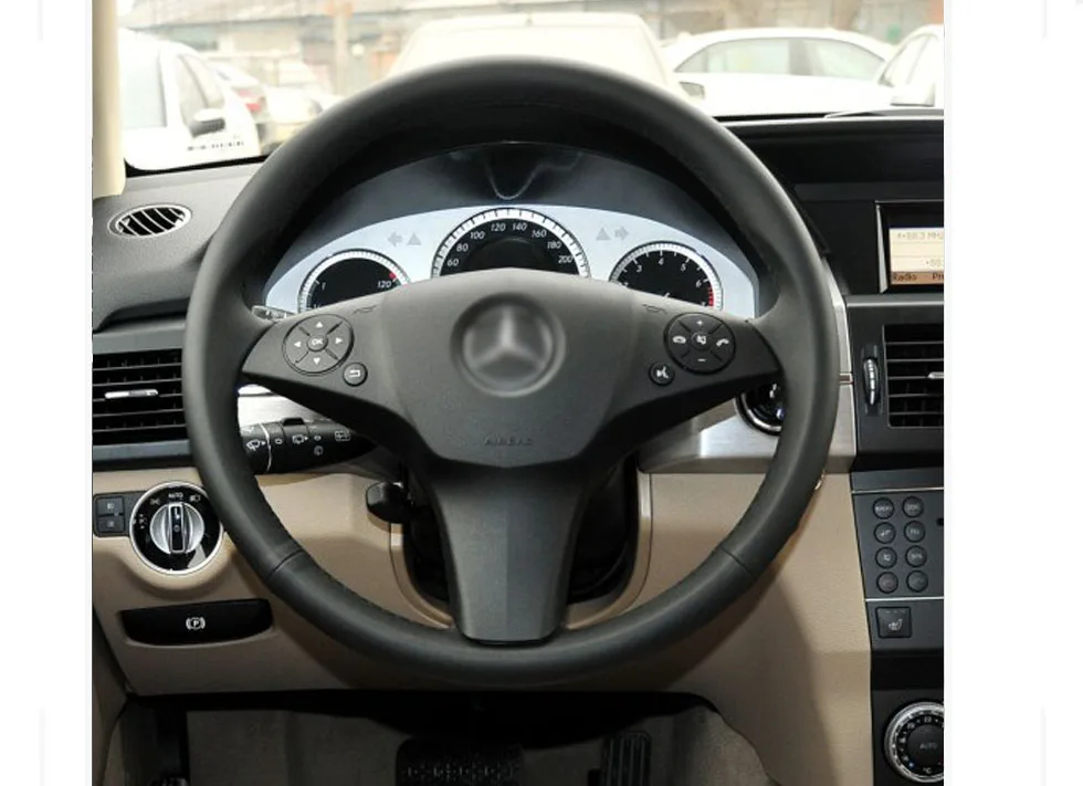 LUNDA черная кожаная крышка рулевого колеса автомобиля для Mercedes Benz C-Class GLK300/260/C200L/ML350/R320/B180/E260l ручной работы