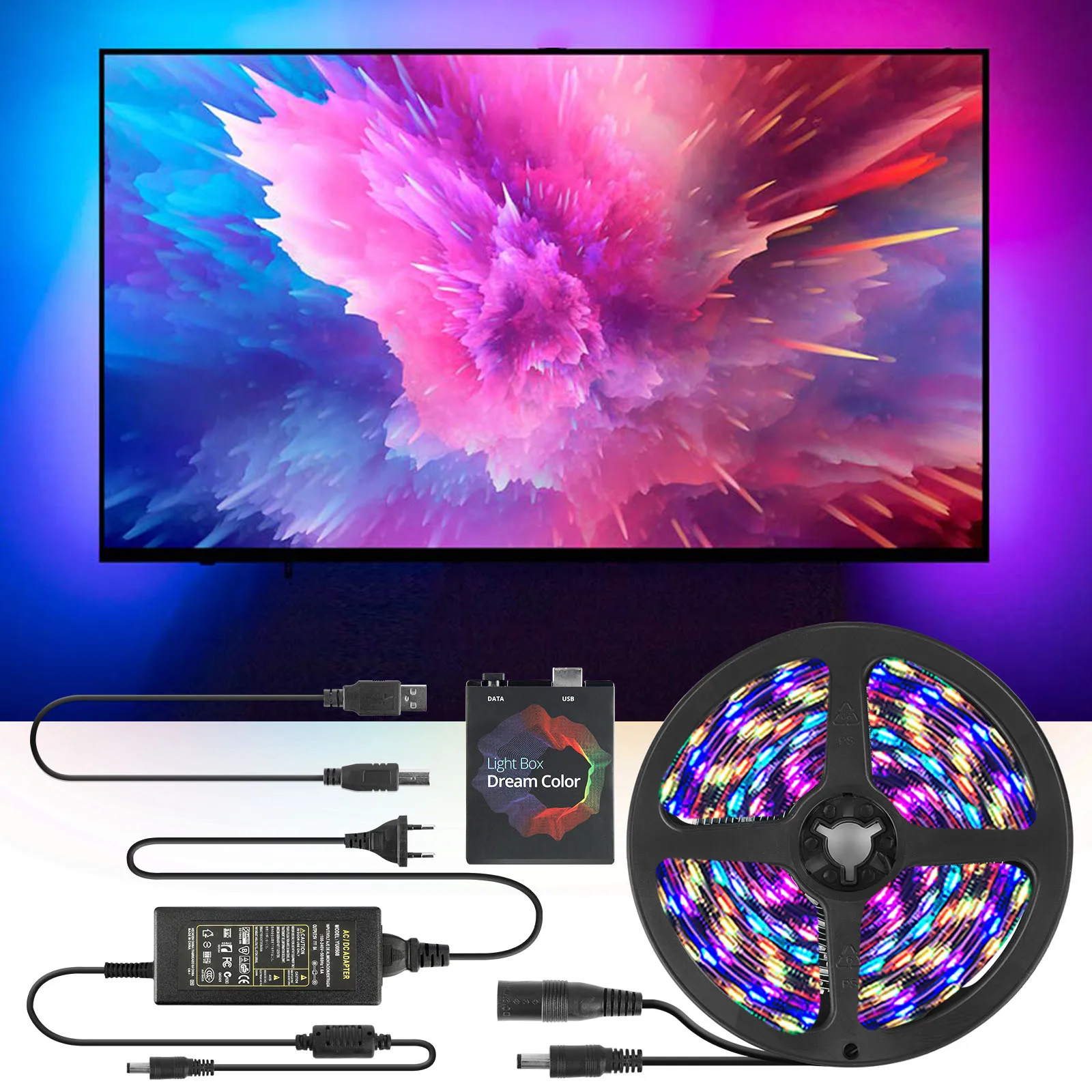 

RGB USB LED Strip light 5050 SMD HDTV TV Desktop PC Screen Backlight lighting Ambilight ws2812 Tape Ribbon String 1M 2M 3M 4M 5M