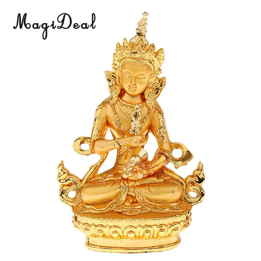 MagiDeal Small Buddha Statue Gilt Medicine Buddhist Feng Shui Figurine Religion Sculpture Blessing Good Luck Home Ornaments