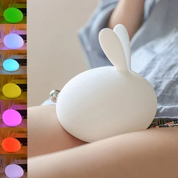 

USB Charge Night Lamp Novelty Silicone Rabbit Mood Light Shake Clap Led Night Lights Table Home Decor Christmas Lover Kid Gifts