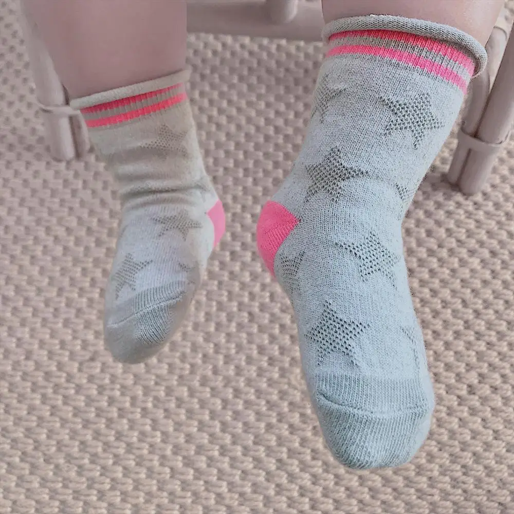 MYUDI 3 Pairs Baby Boys' Cotton Summer Short Socks Ribbed Cuffed Star Mesh Bright Color Stripped Airy Children Girl's Socks MYUDI 3 Pairs Baby Boys' Cotton Summer Short Socks Ribbed Cuffed Star Mesh Bright Color Stripped Airy Children Girl's Socks