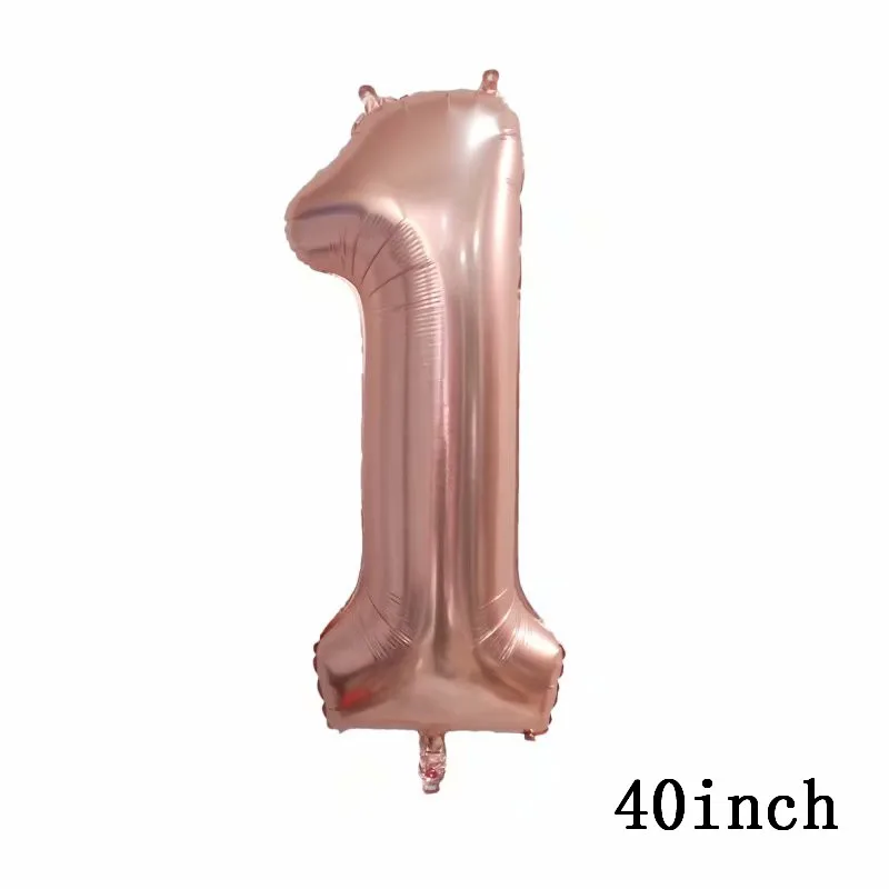 40 дюймов розовое золото номер фольга Воздушные шары конфетти латекс свадебный шар для украшения детского душа 1-й день рождения поставки - Цвет: 1