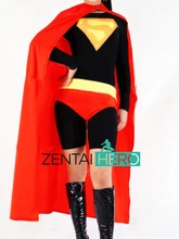 Free Shipping DHL Custom Made Black and Red Sexy Supergirl Superhero Zentai Suit Lycra Spandex Zentai