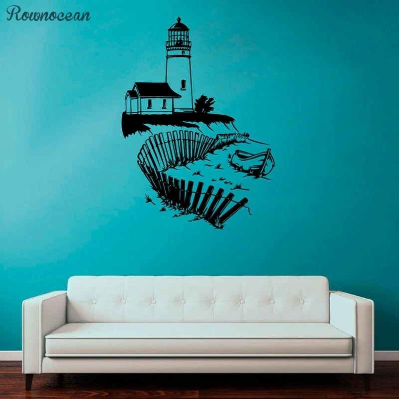 

Lighthouse Wall Art Silhouette Seascape Decal Home Nautical Graphics Bathroom Decorative Print Mural Waterproof Stickers Z263