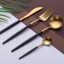 Reusable Cutlery Golden Knives Forks Spoons Dinnerware Set Western Kitchen Portable Stainless Steel Home Party Tableware Sets Reusable Cutlery Golden Knives Forks Spoons Dinnerware Set Western Kitchen Portable Stainless Steel Home Party Tableware Sets