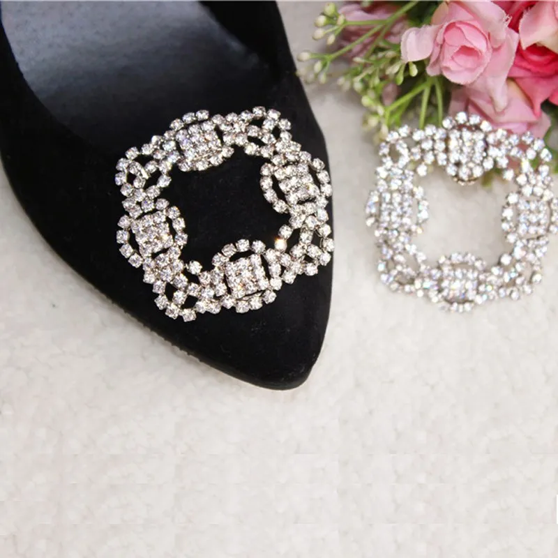 1 Piece Crystal Shoe Clip Decoration Women Shoe Rhinestone Charm Metal