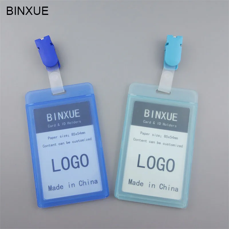 

BINXUE Employees card Cover card Transparent Double view ID Hard holder Campus bus clip badge access control display brand