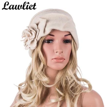 Elegant 1920s Style Ladies Hats Winter Beret Beanie Hats for Women Bucket Cloche Cap 100% Boiled Wool Warm Hats A376