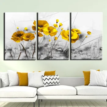 

Canvas Pictures Home Wall Art Framework Decor 3 Pieces yellow flower Painting Posters For Living Room HD Prints Home Decoration