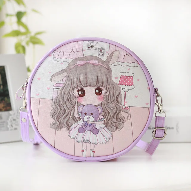 pu leather cartoon princess printing children school bags kids princess printing