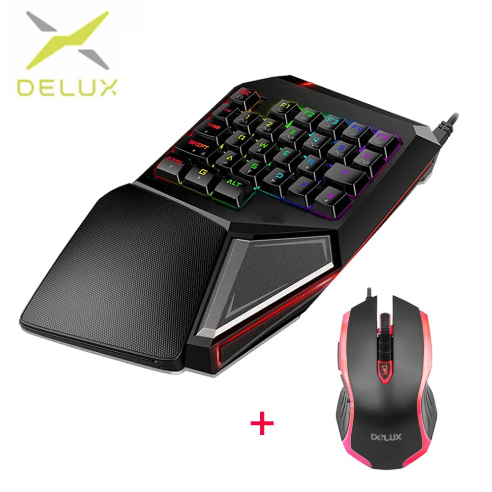 Delux T9 плюс Mini механическая клавиатура игровая мышь Проводная оптическая 7 видов цветов с RGB подсветкой Эргономичный геймпад для PC Gamer