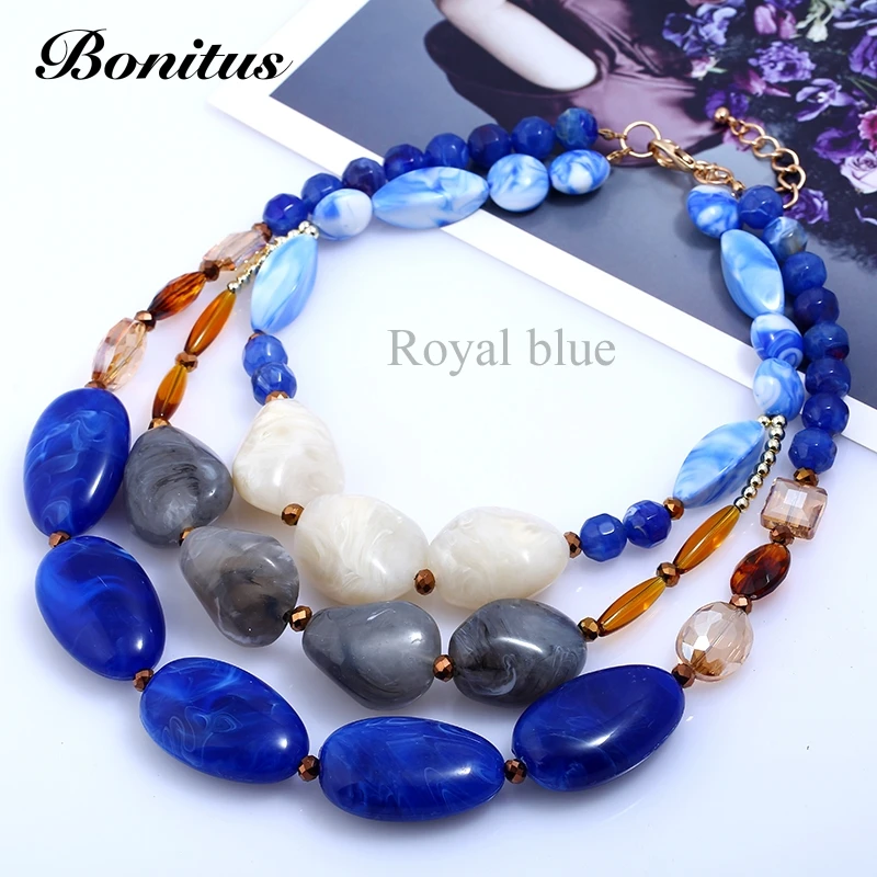 [Bonitus Jewelry] Новое поступление, модное многослойное ожерелье-чокер из полированного пластика для женщин HOT06N3151