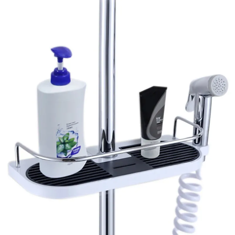 Bathroom Shampoo Storage Holder Tray Wall Mounted Plastic Shower Head