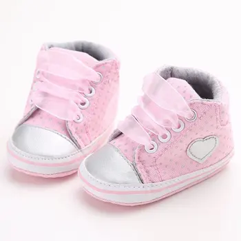 

0-18M Infantborn Baby Girls Polka Dots Heart Autumn Lace-Up First Walkers Sneakers Shoes Toddler Classic Casual Shoes