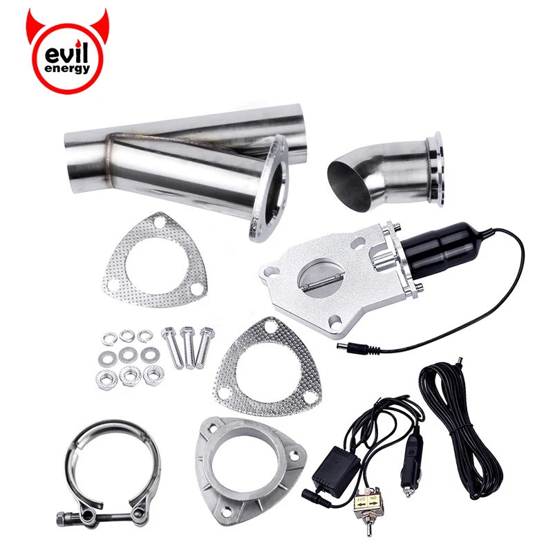 evil energy 2.0 Inch Stainless Steel Headers Y Pipe Electric Exhaust CutOut Kit With Remote Control Valve Manual Switch | Автомобили и