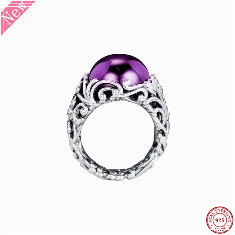 

Regal Dazzling Beauty Rings for Women 925 Sterling Silver Jewelry with Regal-inspired Swirls & Purple Cabochon-cut CZ FLR182