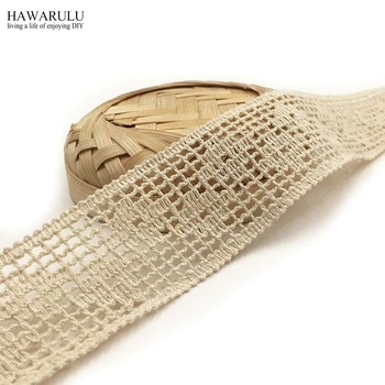 

Special Offer 50yard Beige white cotton lace accessories 4cm wide full cotton bilateral lace fabric trim hollow headdress lace