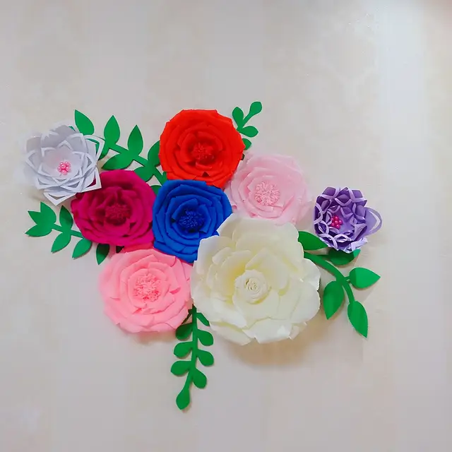 online shop 8pcs assorted crepe paper flower set with 5pcs leaves crepe paper flower decor
