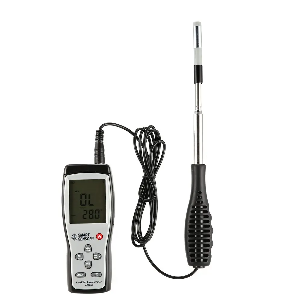 

SMART SENSOR AR866 Digital Hot-film Thermal Anemometer Air/Wind Speed Meter 0.3~30m/s Anemometro Measuring Instrument Sale