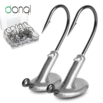 

DONQL 20pcs/ Lot Lead Jig Head Fishhook Tumbler Barbed Fishing Hook 3.5g 5g 7g 10g 14g For Soft Lure Carp Fishing Hook Tackle