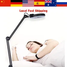 Luz de noche de aumento 5x, lupa de escritorio para manicura tatuaje cosmético, lámpara de iluminación con abrazadera 22W 6000-6500K, lámpara de lectura