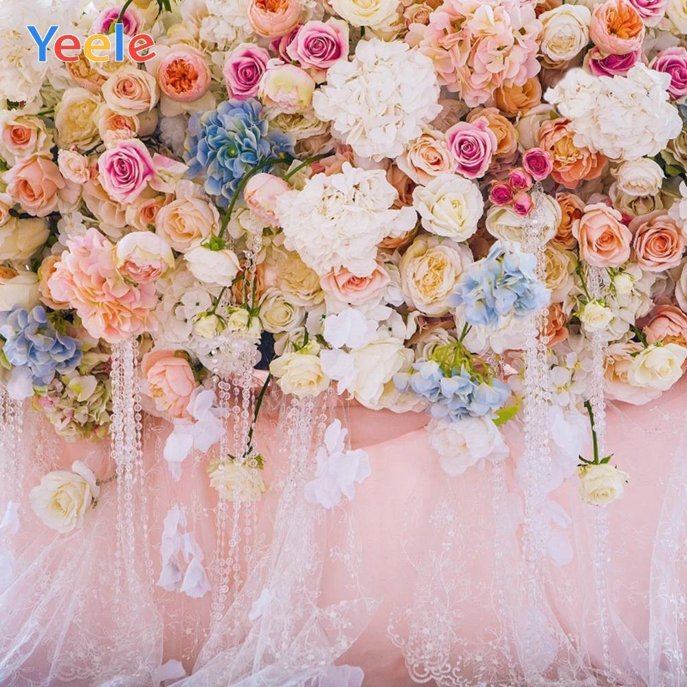

Yeele Vinyl Colored Flowers Wedding Ceremony Pearl Photography Background Love Scene Photographic Backdrop For Photo Studio