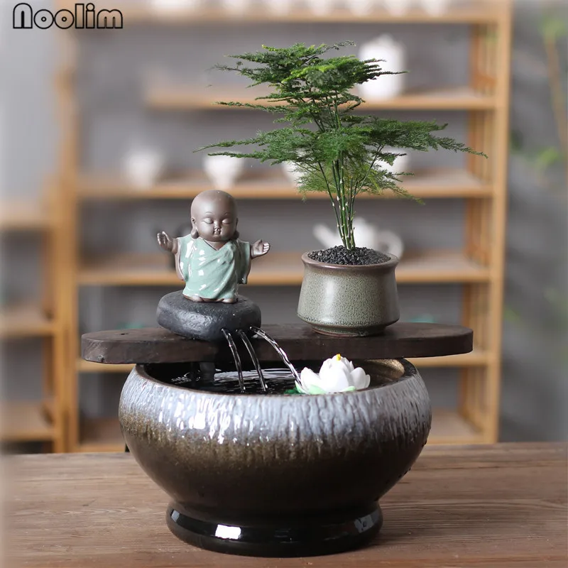 

Water fountain Decoration Opening Gift TV Office Small flower pot New Chinese Ceramic Zen Feng Shui Ornaments