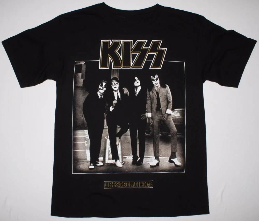 

KISS DRESSED TO KILL BLACK T SHIRT HARD N HEAVY GLAM ROCK ACE FREHLEY RATT