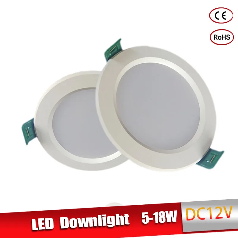 

DC 12V LED Downlight 5W 9W 12W 15W 18W Aluminum Led Ceiling Recessed Grid Downlight Round Panel Light Cold White 6500k