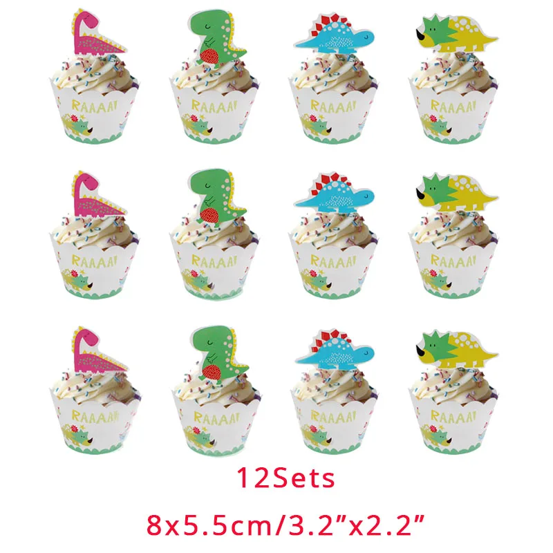 cake decor Вечерние одноразовые столовые приборы с динозаврами для детей, для вечеринки в честь Дня рождения, украшения в виде животных, джунглей, вечерние столовые приборы - Цвет: cake decor