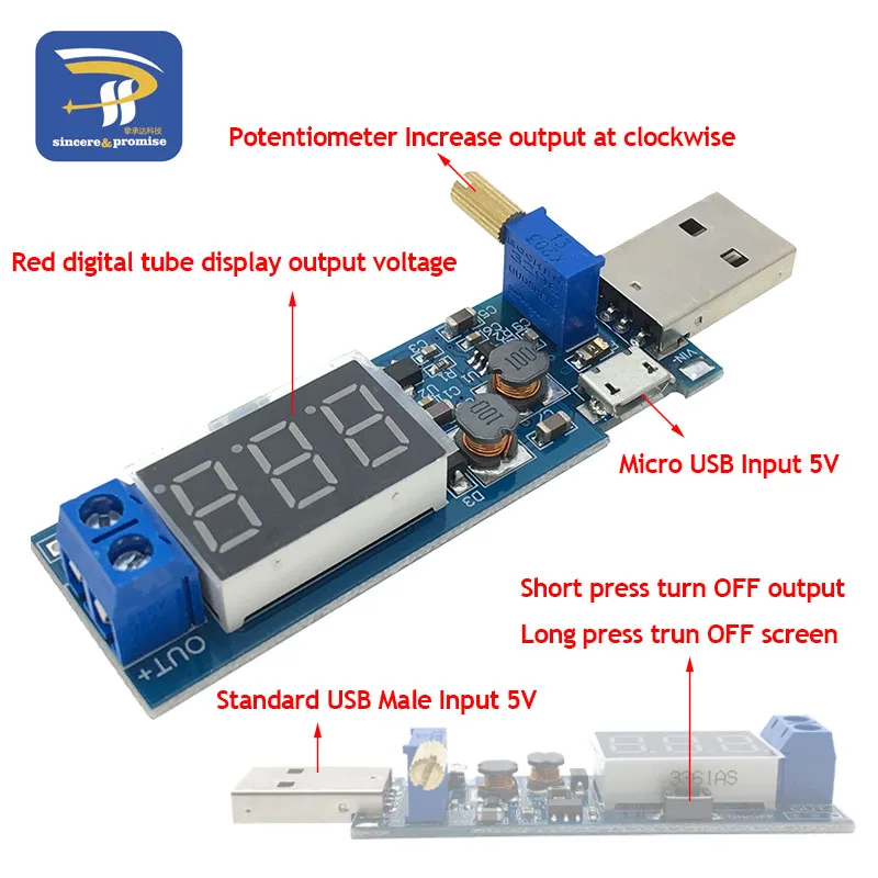 DC-DC 5 В до 3,5 В/9 В/12 В lcd USB повышающий/понижающий Настольный модуль питания Регулируемый повышающий понижающий преобразователь вольтметр из 1,2 В-24 В