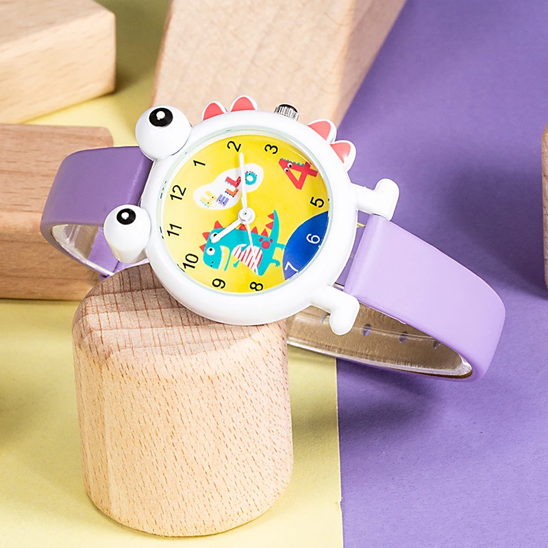 KDM 2019 New Cute Cartoon Dinosaur Child Watch Genuine Leather Kids Boys Watches Kid Children Wristwatch Teenagers Clock