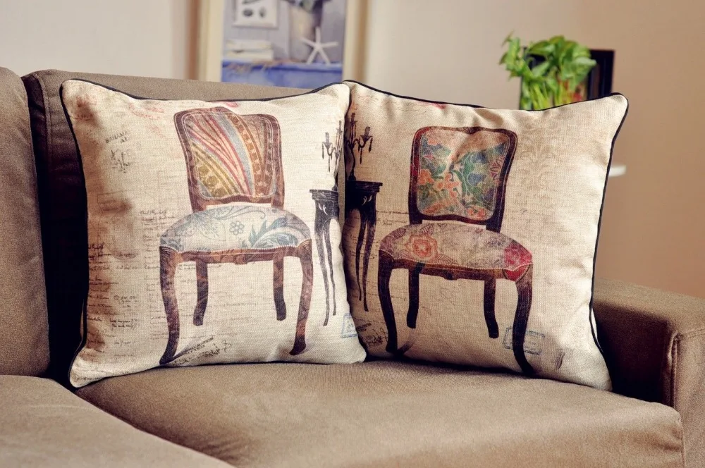 cheap retro Vintage Chairs Pillow ,Chairs Bird cushion ,Linen pillowcase,pillowcases Car home decor Sofa cushions