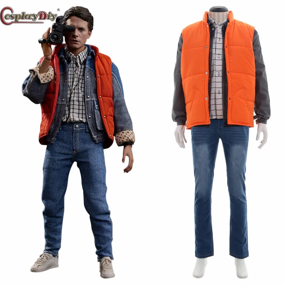 Косплей DIY КИНО Back to the Future Marty McFly Косплэй взрослый костюм Для мужчин Хэллоуин Карнавальный наряд Костюмы индивидуальный заказ