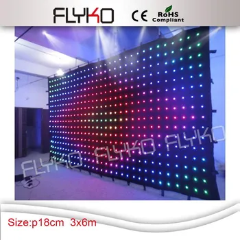 

Free shipping P18 3x6m fire-proof cloth led stage curtain