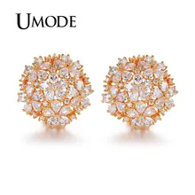 UMODE новейшие грушевидные цветы высшего качества CZ золотые французские зажимные серьги-клипсы для женщин Букле д 'Орель UE0188A