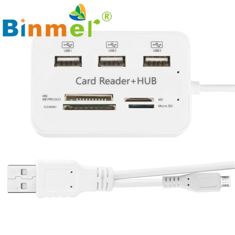 Micro USB HUB Combo 2.0 3 Порты card reader высокое Скорость multi USB разветвитель otg_kxl0524