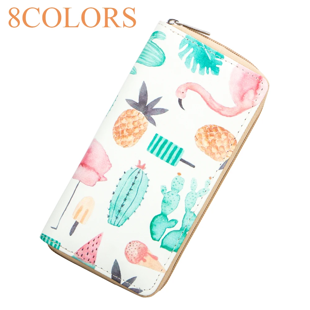 

Sansarya 2018 New Fashion 8 Colors Animals Cute Flamingo Printed PU Women Wallets Girls Female Purse Card Holder Money Bag
