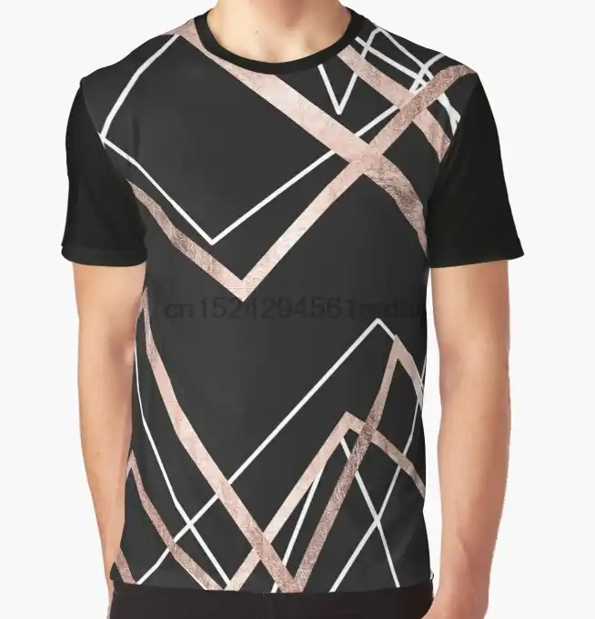 All Over Print T Shirt Men Funy Tshirt Rose Gold Black Linear Triangle Abstract Pattern Graphic Tops Tee Women T Shirt T Shirts Aliexpress