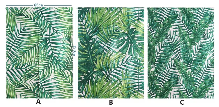 style door curtain green tropical leaf