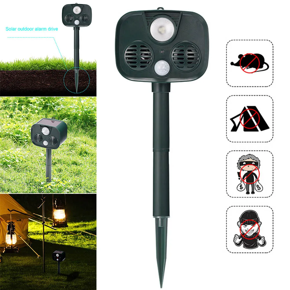 

Solar Powered Pest Repeller Waterproof PIR Sensor Ultrasonic Alarm Repellent for Outdoor Garden YU-Home