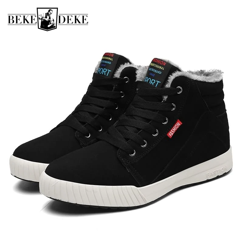 

Winter New Fashion Lace Up Men Faux Leather Casual Shoes Male Footwear Warm Shoes Fur Lining Multi Color Black Large Size 39-48
