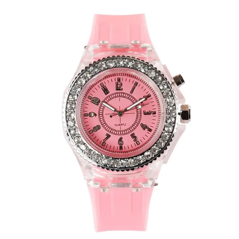 

5 Color LED Backlight Relogio Masculino Flash Luminous Crystal Quartz Trend Waterproof Wrist Watch Light WristWatch