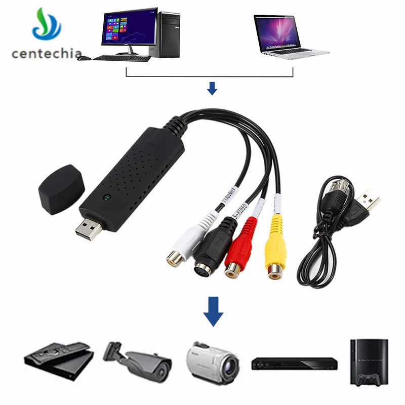 USB 2 0 адаптер для видеозаписи ПК ТВ аудио DVD DVR VHS окон XP Vista Win 7/8/10 XNC|Карты видео- и