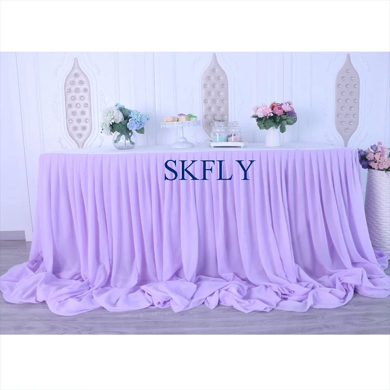CL072 gorgeous made many colors new fancy wedding long drape ruffled blush pink table skirt