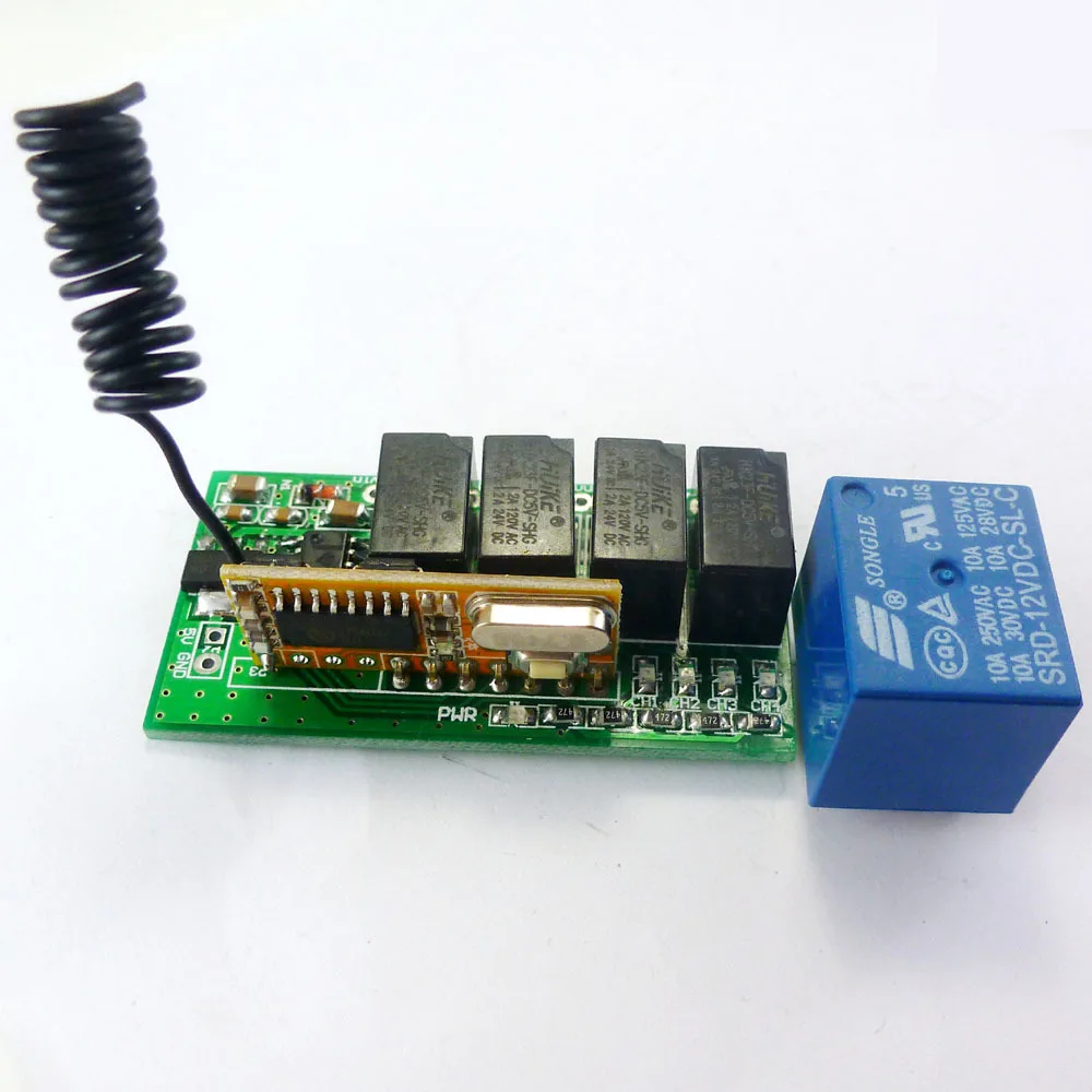 Plastic shell Small DC 5V to 12V 433.92M 4Channel RF Wireless Remote
