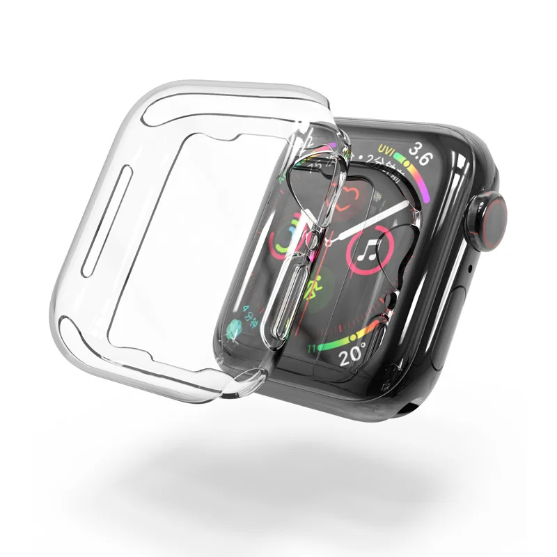 100 шт. Crystal Clear PC полная защита основа Series4 чехол для Apple Watch Series 4 крышка прозрачная fundas coque 40 мм 44 мм