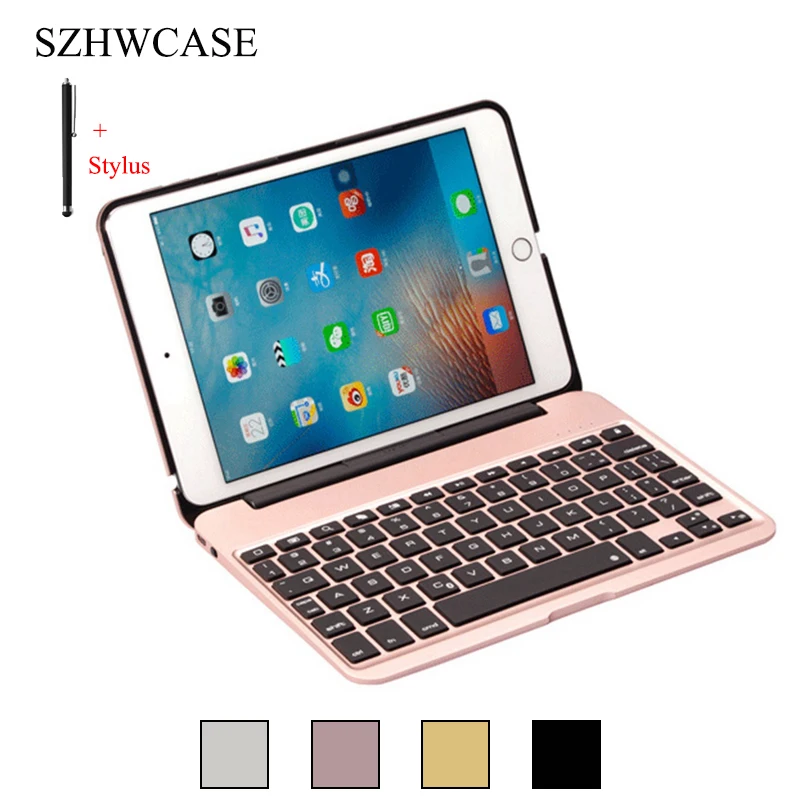 

Wireless Bluetooth Keyboard For iPad Mini 4 Case Cover For iPad Mini 4 Tablet Aluminum Alloy Stand Flip Capa +Stylus